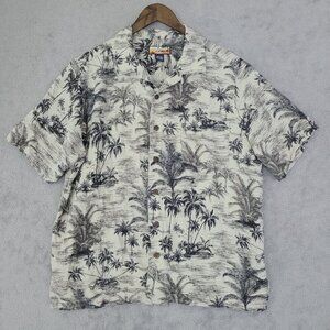 Havana Jacks Cafe Mens 100% Silk Hawaiian Shirt L Tropical Print  JPT